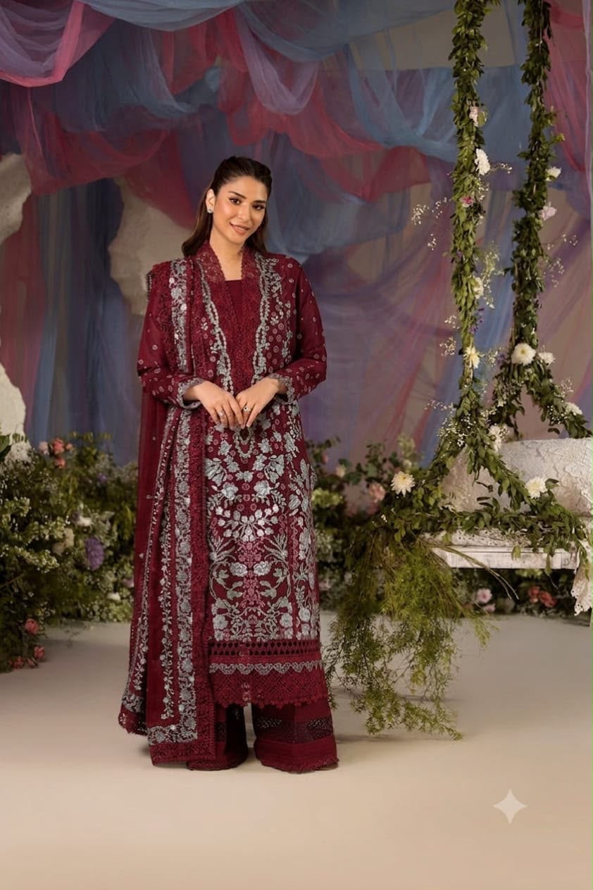 Sobia Nazir Dhanak 3pc ( Maroon )
