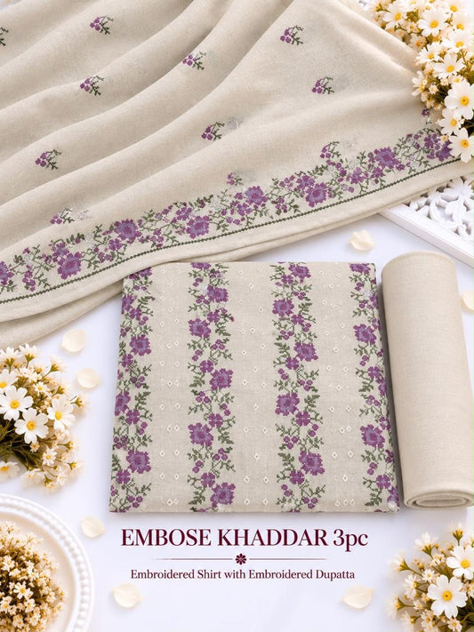 Embose Khaddar 3pc