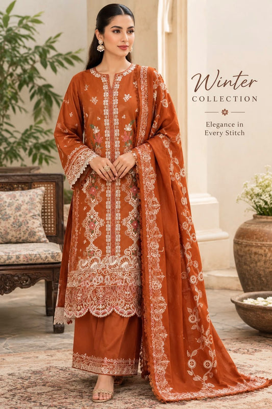 Qalamkar Emb Dhanak 3pc