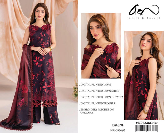 Asifa nabeel Lawn 3pc