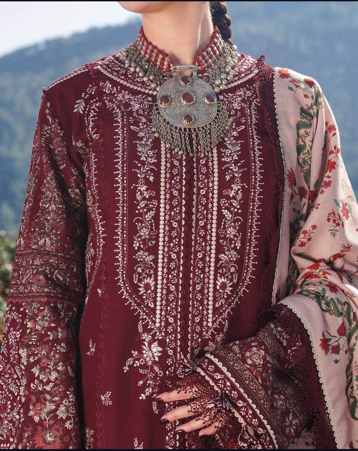 Hussain Rehar  Dhanak 3pc ( 7018 )