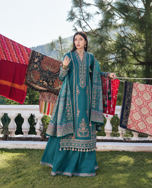 Hussain Rehar Dhanak ( 7013 ) Teal blue shade