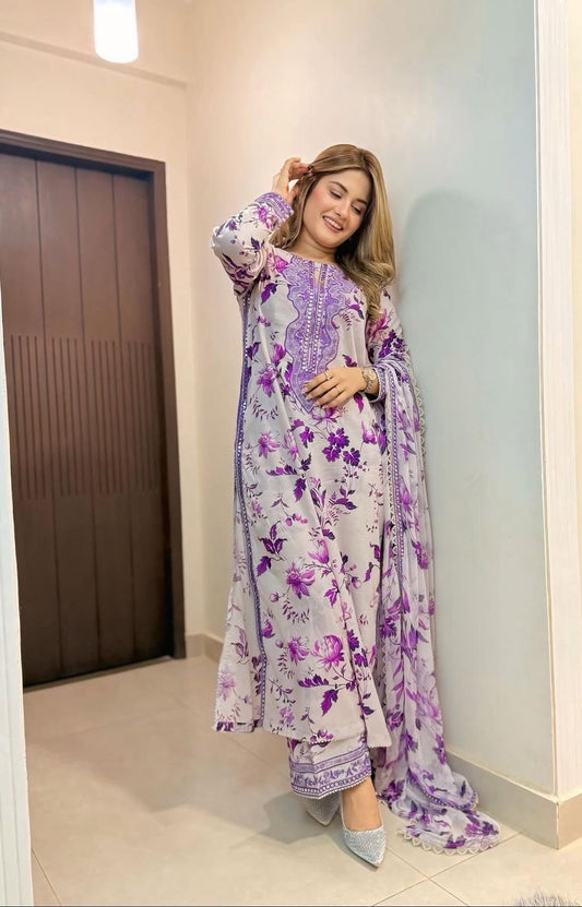 Aneela's Lawn 3pc (Dark tone)