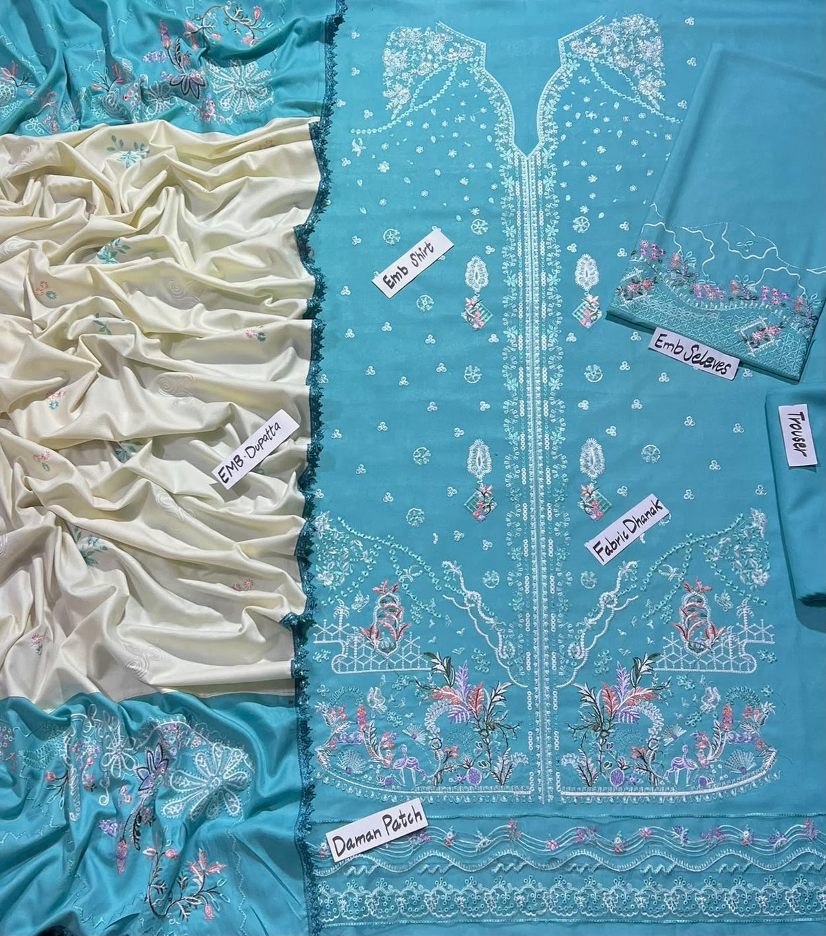 Qalamkar Emb Dhanak 3pc