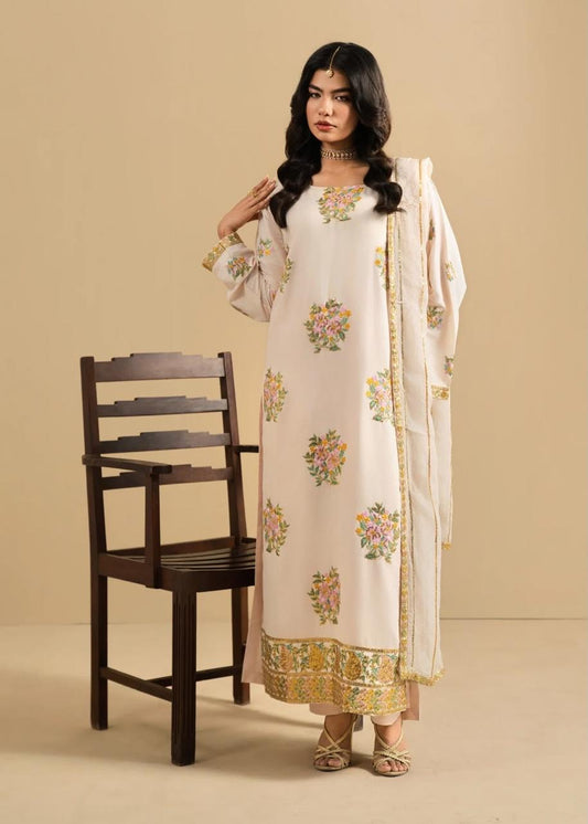 Maria.B Dhanak 3pc ( creamy )