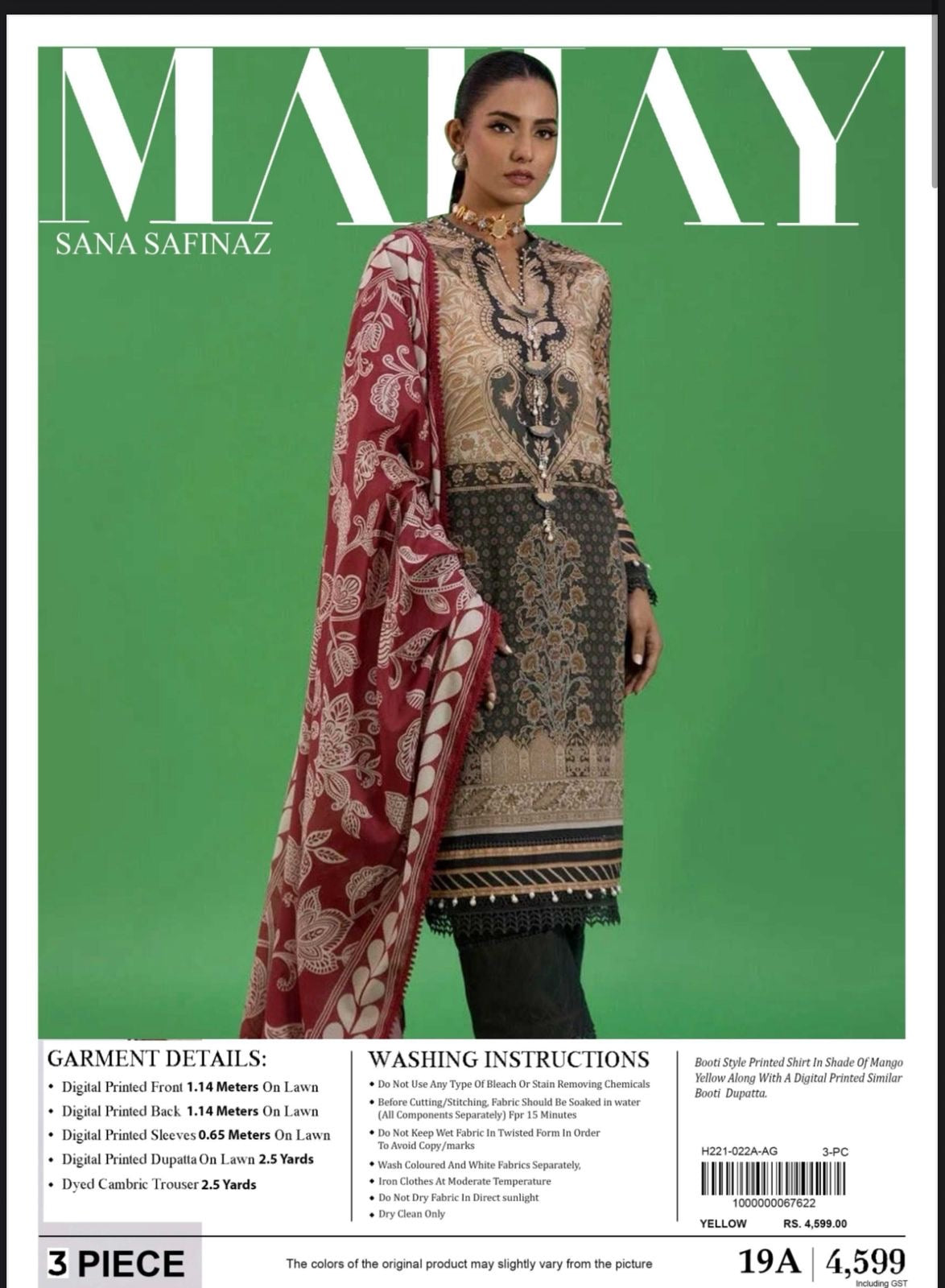 SANA SAFINAZ Lawn 3pc