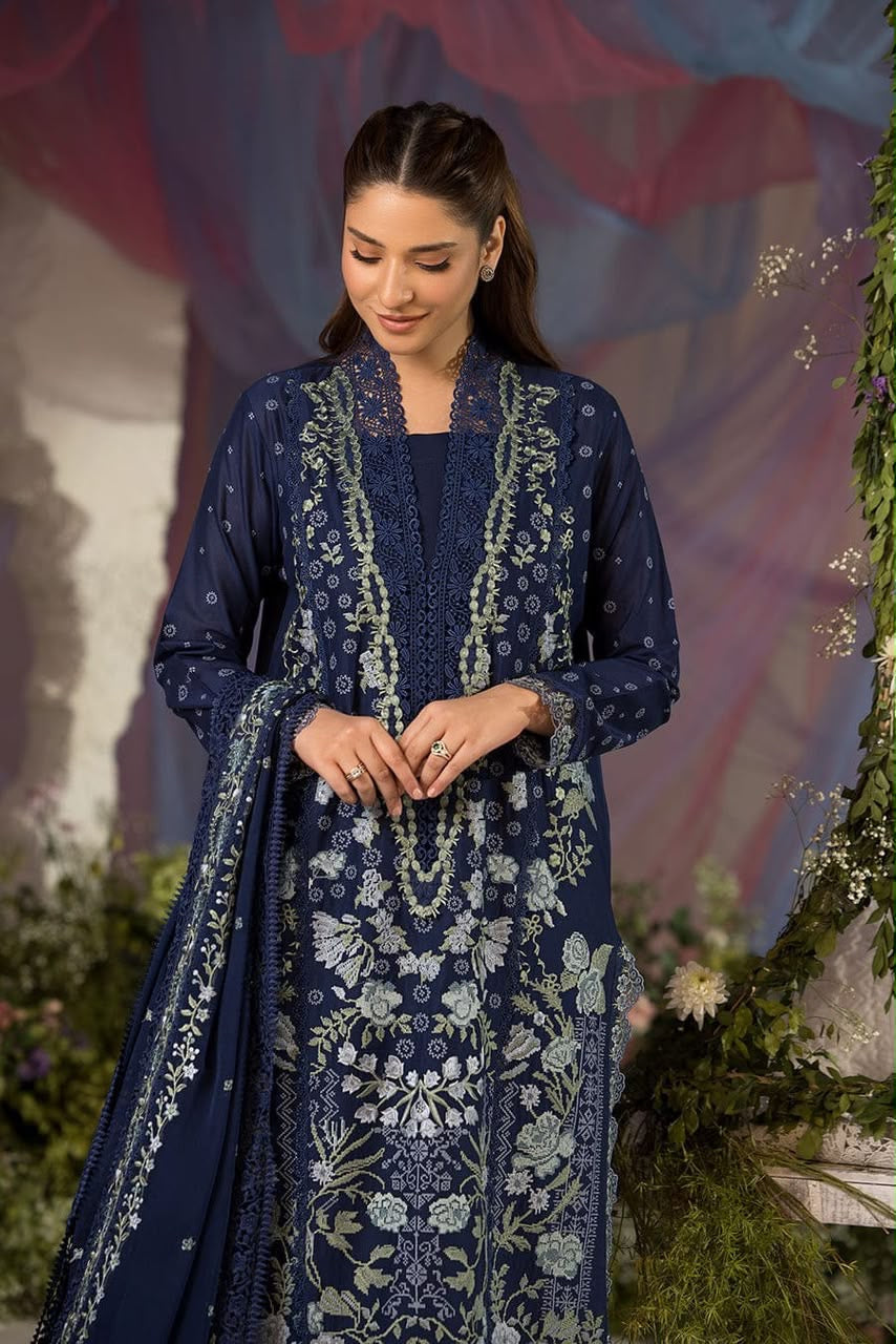 Sobia Nazir Dhanak 3pc ( Navy blue )