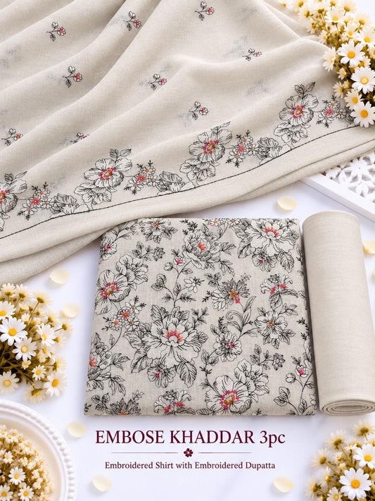 Embose Khaddar 3pc